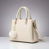 Premium Quality Women’s Stylish Handbag | Elegant PU Leather Shoulder & Tote Bag for Ladies | Spacious Multi-Compartment Design with Golden Hardware & Fur Ball Charm | Perfect for Office, Daily Use, Travel & Parties